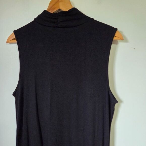 EUC ADRIENNE VITTADINI MOCK NECK BLACK MINIMALIST SLEEVELESS DRESS SIZE L - Picture 8 of 13